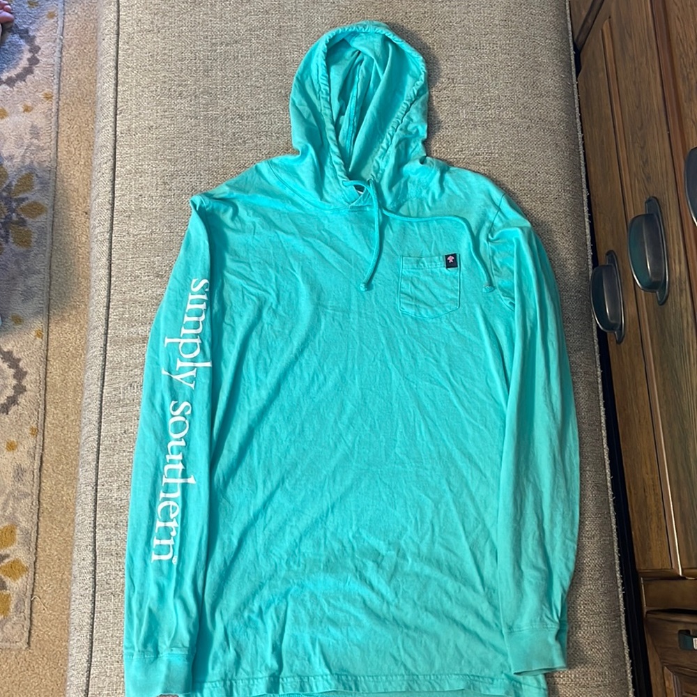 Women’s Simply Southern hooded long-sleeve shirt. Small